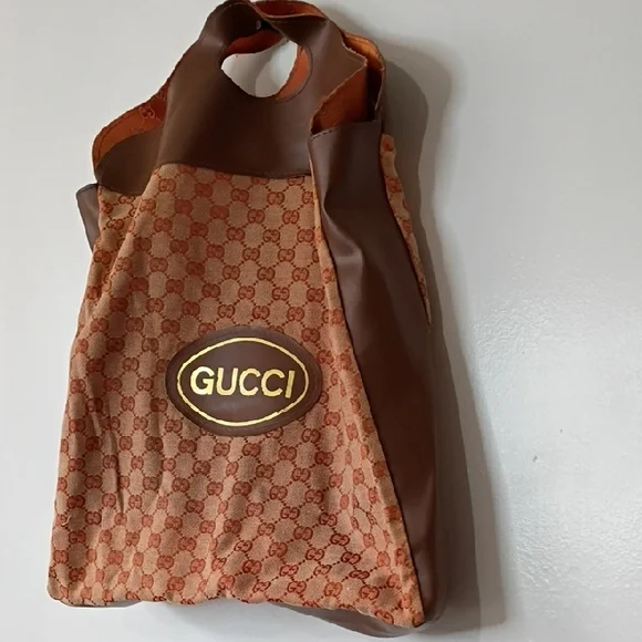 Vintage Gucci Orange and Brown Tote Dust Bag - Picture 4 of 11